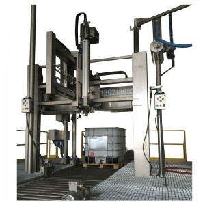 1000L-IBC吨桶自动贴标压盖机 硫酸压盖机